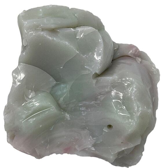 Lime Green Pink Art Glass Cullet Layered Slag Glass #5L137 - Picture 5 of 6